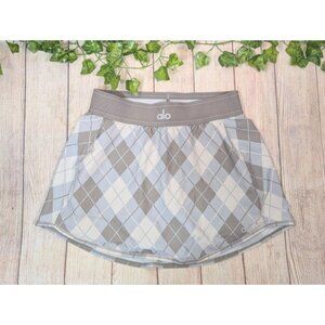 ALO Yoga Gray and White Argyle Skort